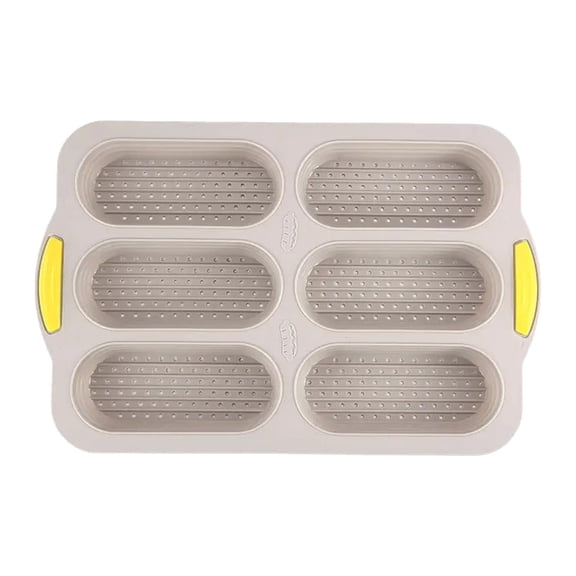 6 Cavity Silicone Bread Pan Non Stick Foldable Easy Release Dishwasher Safe for French Bread Hot Bun Baking Kitchen Tool