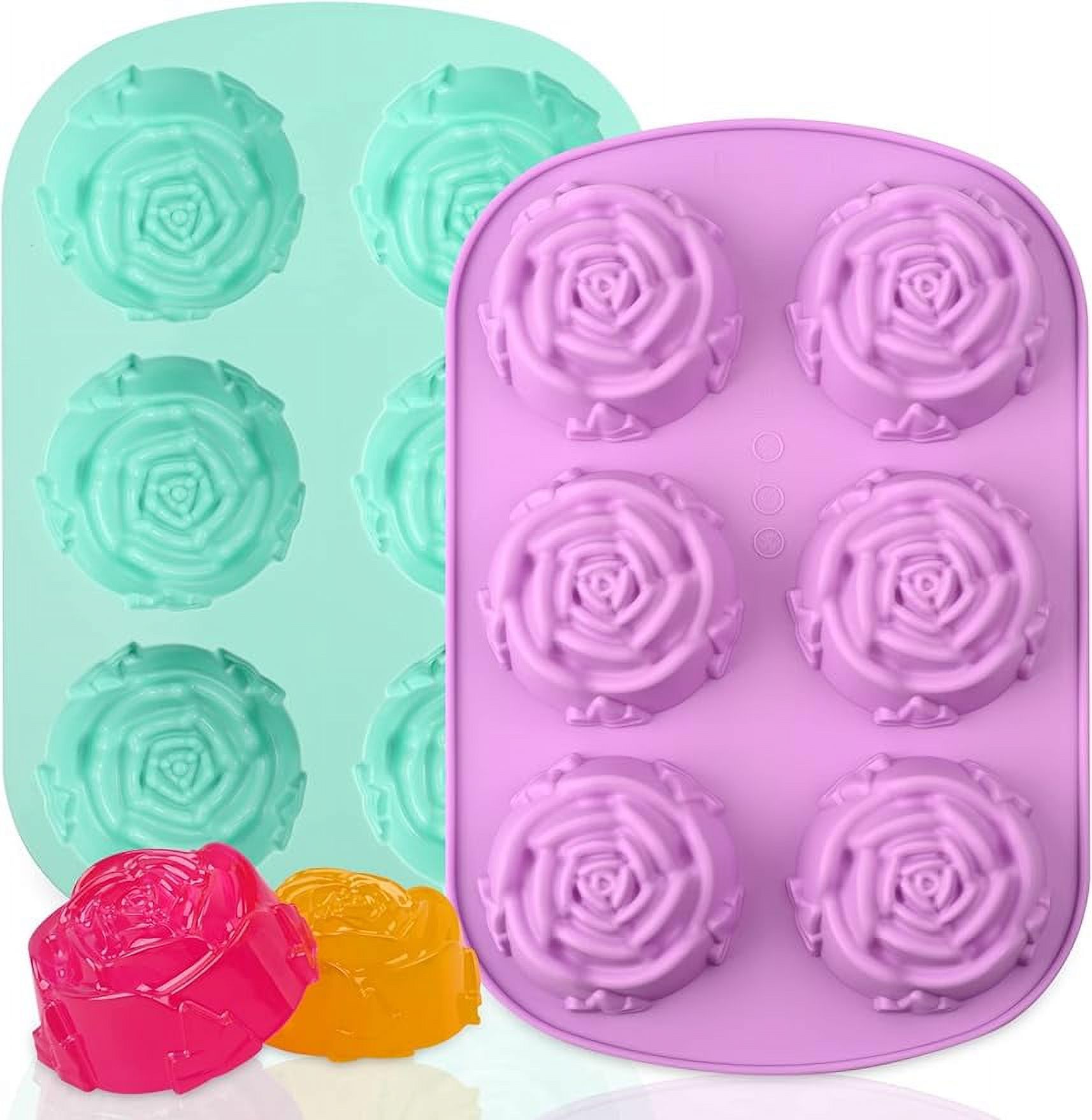 6 Cavity Silicone Candy Molds 2PCS Rose Flower Non Stick Silicone Molds