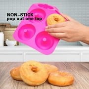 6-Cavity Silicone Donut Pan, Full-Size 4-Inch Nonstick Baking Mold for Donuts, Bagels, Cake & Biscuit   BPA-Free, Dishwasher Safe Hot Pink, 1-Pack