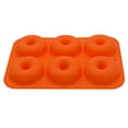 thumbnail image 1 of 6-Cavity Silicone Donut Pan, Non-Stick Baking Mold for Donuts and Bagels, Dishwasher Safe Baking Tool for Kitchen, Orange Color, 26x18cm Size, 1 Piece, 1 of 3