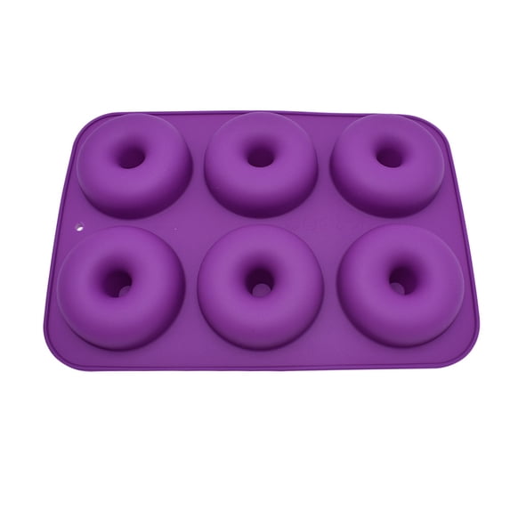 6-Cavity Silicone Donut Pan, Non-Stick Baking Mold for Donuts and Bagels, Dishwasher Safe Baking Tool for Kitchen, Purple Color, 26x18cm Size, 1 Piece
