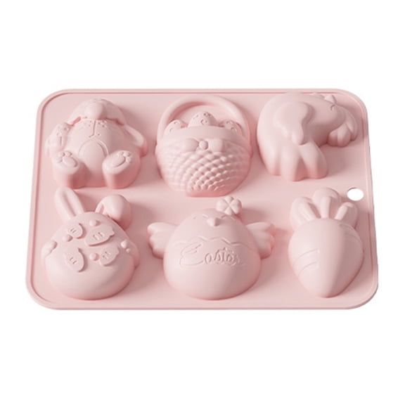 6 Cavity Silicone Easter Eggs Chocolate Mold, Egg Shape Easter Bunny Ice Tray | Baking Supplies for Cake Decoration & Candy Making