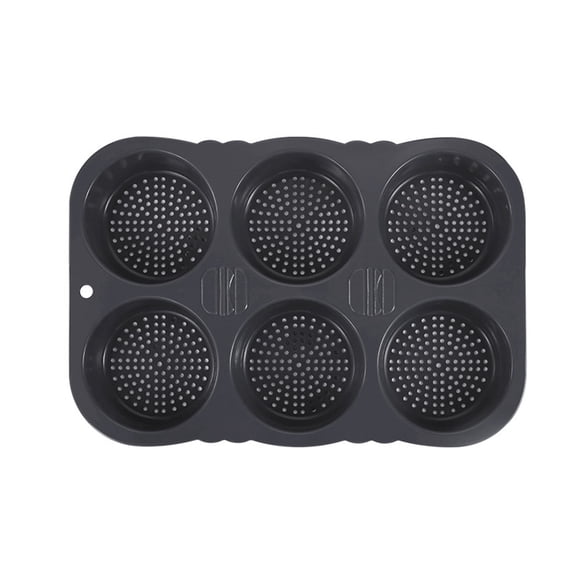 6 Cavity Silicone Hamburger Bun Pan Non Bread for Mold Tray For Even Baking,gray 13.6x9.2 Inch