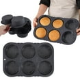 thumbnail image 1 of 6-Cavity Silicone Hamburger Bun Pan, Non-Stick Mesh Perforated Baking Mold, Air-Circulation Design for Even Toast, Oven & Freezer Safe Kitchen Bakeware for , 1X6 Hole Easy Release Kitchen Baking Mold, 1 of 8