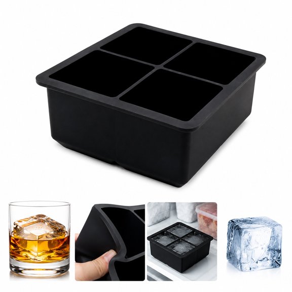 6-Cavity Silicone Ice Sphere Mold, Black Round Ice Cube Tray , Large Ice Ball Maker for Whiskey, Cocktails, Coffee and Cold Drinks