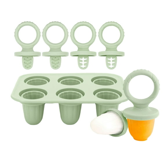 6-Cavity Silicone Molds, BPA Free Ice Pop Maker with Lids & Sticks, Easy Release Frozen Treat Maker for Homemade Mini Popsicles, Teething Relief, and Family Snacks