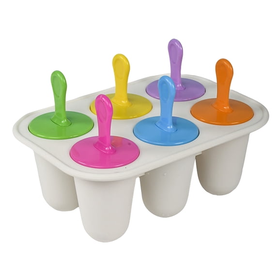 6-Cavity Silicone Popsicles Molds Reusable Popsicle Molds, Mini Ice Pop Molds with Colorful Sticks, Ice Cream Molds, Homemade Ice Cream Molds White