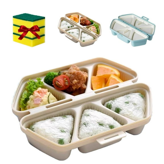 6 Cavity Triangle Sushi Mold Onigiri Rice Ball Press Maker Non-stick Sushi Maker Tools For Seaweed Cilantro Rice Balls （Khaki）