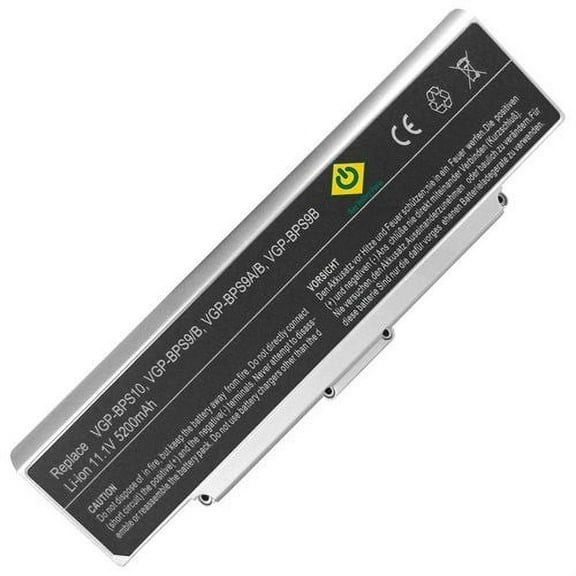 6-Cell 11.1V 5200mAh Replacement Battery for SONY VAIO VGN-CR21S/P,VAIO VGN-CR21S/W,VAIO VGN-CR21Z/N,VAIO VGN-CR21Z/R,VAIO VGN-CR220E/R,VAIO VGN-CR23/B,VAIO VGN-CR23/L (Silver)