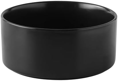 6'' Ceramic Dog Bowl - 30Oz Classic Dogs Food & Water Bowl for Small and Medium Breed Dogs, Heavy Duty Non-Slip Dog Dishes, Food Grade Stoneware Pet Bowl, Dishwasher & Microwave Safe, Black