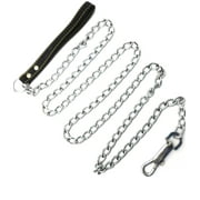 Premium 6' Chain Heavy Duty Leash BLACK Leather-like Strong Handle Lead for Large & Medium Size Dogs and Pets by GoodPooch
