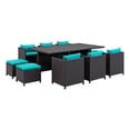 thumbnail image 1 of 6 Chair and 4 Ottoman Wicker Patio Set with Rectangular Table Blue and Gray, 1 of 5