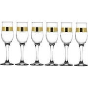 6-Champagne Glass 6-pc Set 190mL Gold Pyramid Stunning High Quality Design
