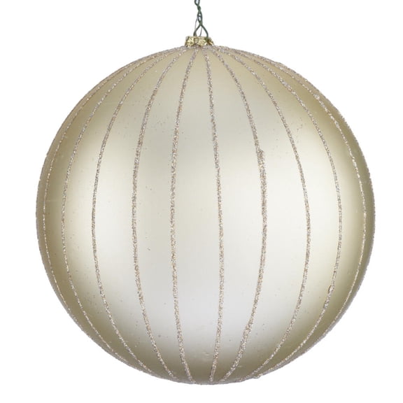 6" Champagne Matte Glitter Ball Orn 2/bg