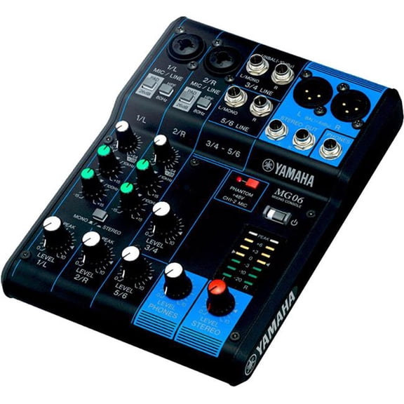 6-Channel Analog Mixer with 2 Microphone Pre-Amps - 2 Dedicated Stereo Line Channels