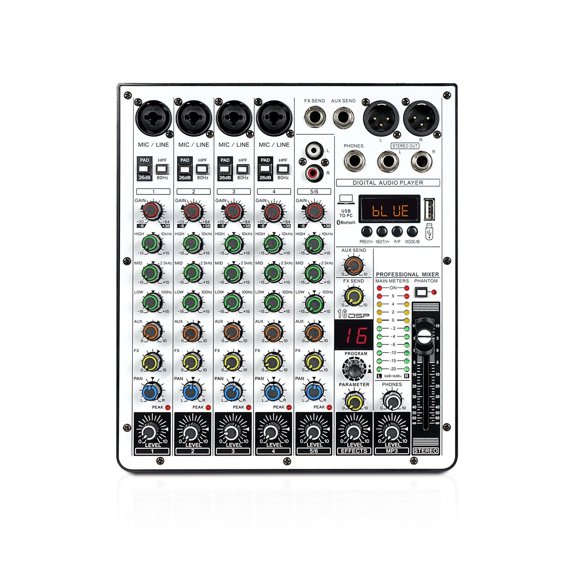 6-Channel Audio Mixer, DJ Mixer With USB Audio Interface, Function, 16 DSP Effects, And 3-Band EQ (ARMX-6) ,Easy to Use