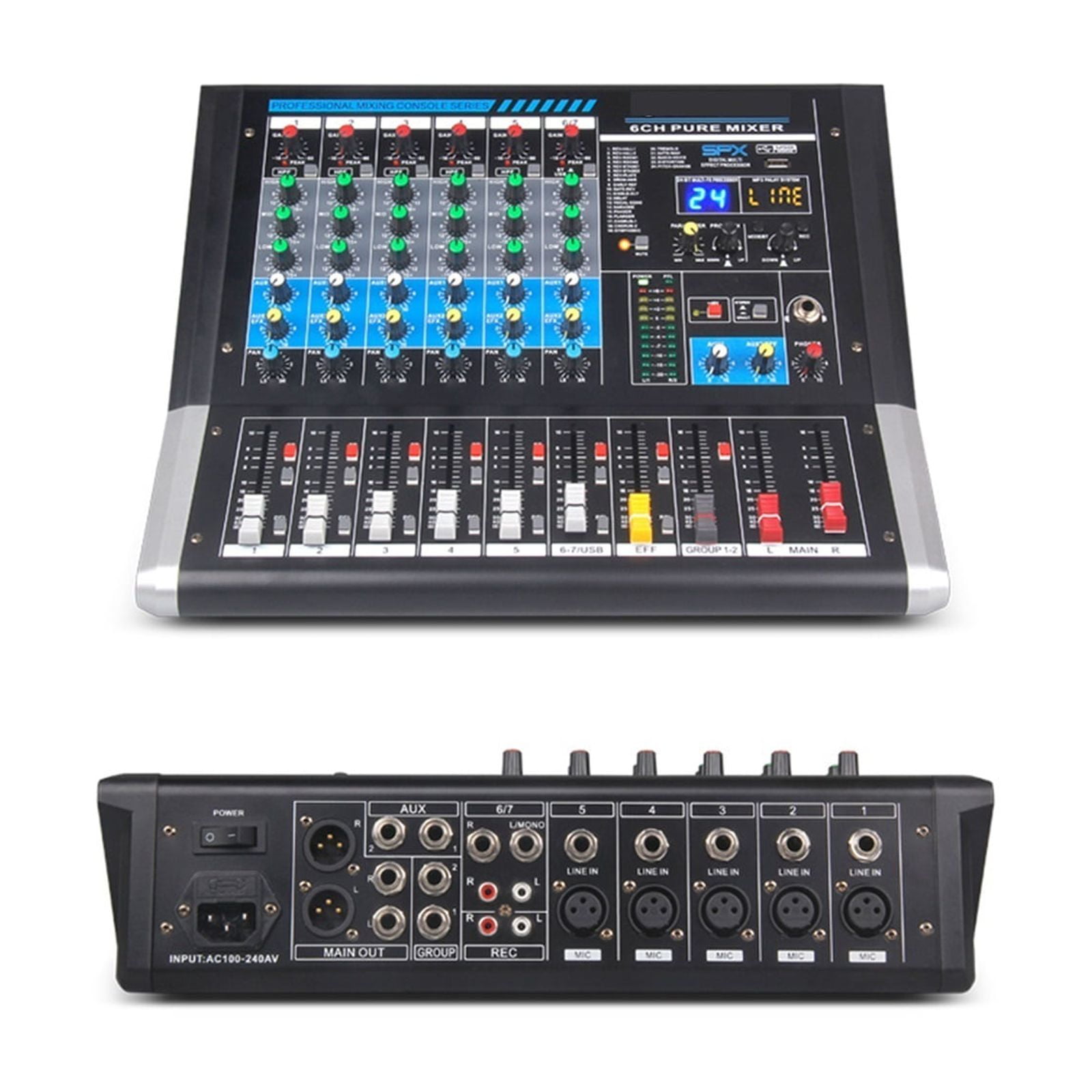 6-Channel Mixer Dj Controller Sound Board With 24 DSP Effect