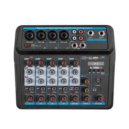 6 Channel Mixing Console Audio Mixer with Multifunctional MP3 HD LED Display Intelligent Control Bluetooth Play for Live Stream Broadcast Podcast