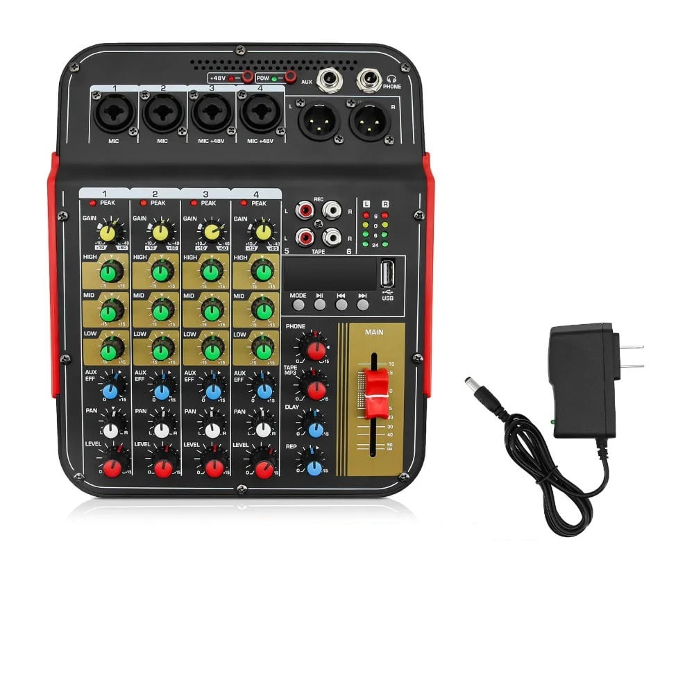 6-Channel Mixing Console Mixer Sound Mixing DJ Console for Outdoor Party Recording Studio