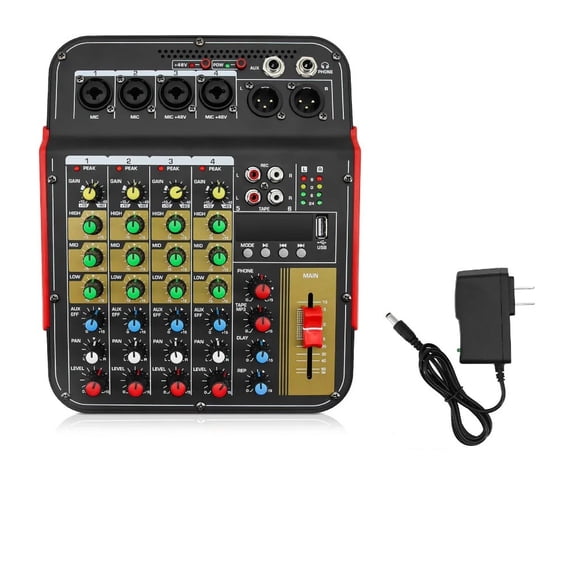6-Channel Mixing Console Mixer Sound Mixing DJ Console for Outdoor Party Recording Studio