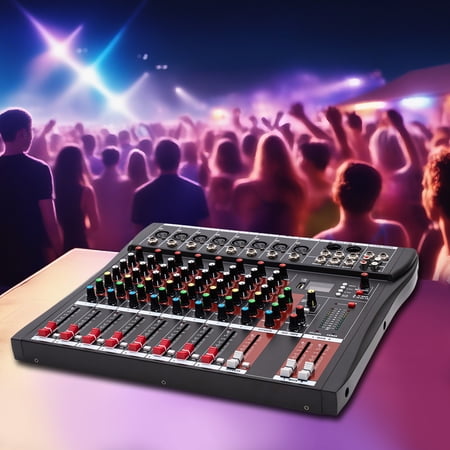 6 Channel Professional Powered Mixer with USB Slot Power Mixing,110V Professional Mixer Live Studio Audio Sound Mixing Console with XLR, 48V Phantom Power