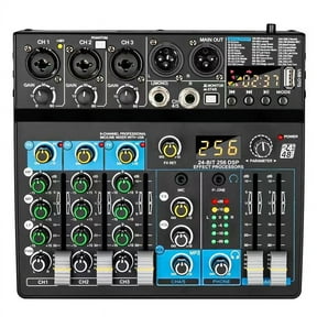 6-Channel Small Multi-Function Mixer for Stage Performances, Karaoke Live Broadcast, with USB Bluetooth Mixer
