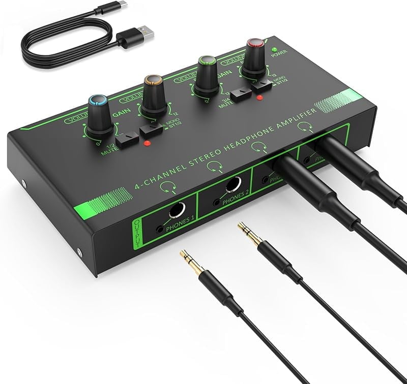 6 Channels Headphone Amplifier with Independent Volume Control, Compact ...