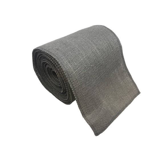 6 Charcoal Grey Burlap Ribbon 10 Yards Serged Made In Usa-,