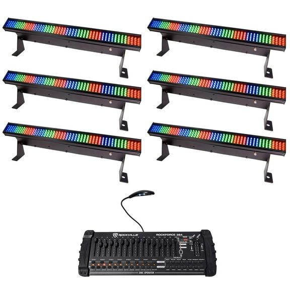 (6) Chauvet COLORSTRIP MINI LED DJ Light Bar Effect Color Strips+DMX Controller
