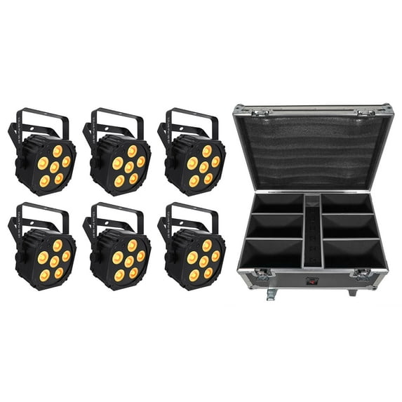 6 Chauvet DJ Ezlink Par Q6 BT Wireless Battery Powered Wash Lights+Charging Case