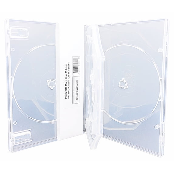 (6) CheckOutStore Premium Multi Disc with Patented M-Lock Hub DVD Cases (4 Disc - Clear)