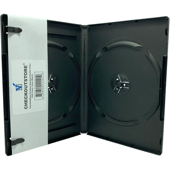 (6) CheckOutStore Premium Standard Double 2-Disc DVD Cases 14mm (Black)