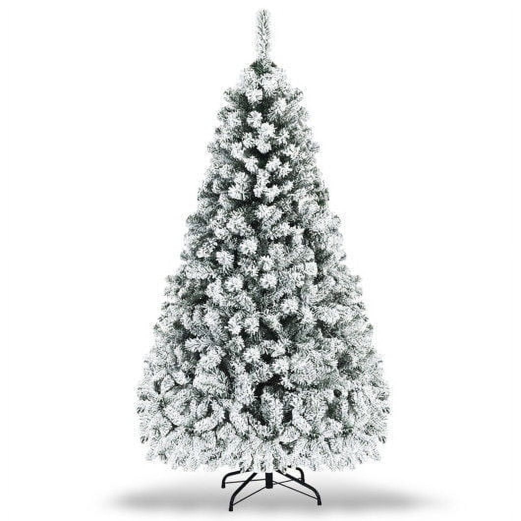 6ft Snow Flocked White Artificial Christmas Tree with Metal Stand