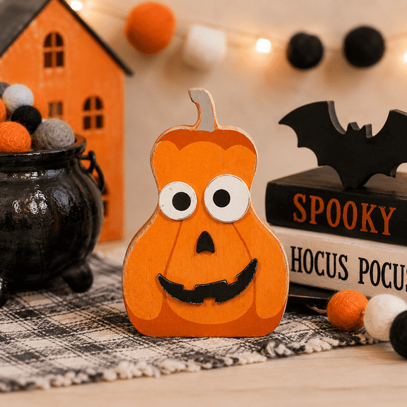 6" Chunky Wood Shape  Pumpkin | Pumpkins & Sweets Collection