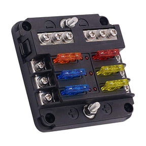 6 Circuit Waterproof Fuse Block with LED Warning Indicator, Damp-Proof Cover & Negative Bus, DC 12-24V for Car, Marine, RV, Truck