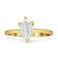 thumbnail image 1 of 6 Claw Elongated Hexagon Ring Cubic Zirconia Rose Tone 925 Sterling Silver, Size 9, 1 of 6