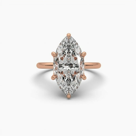 6 Claw Solitaire Marquise cut Moissanite 18k Ring