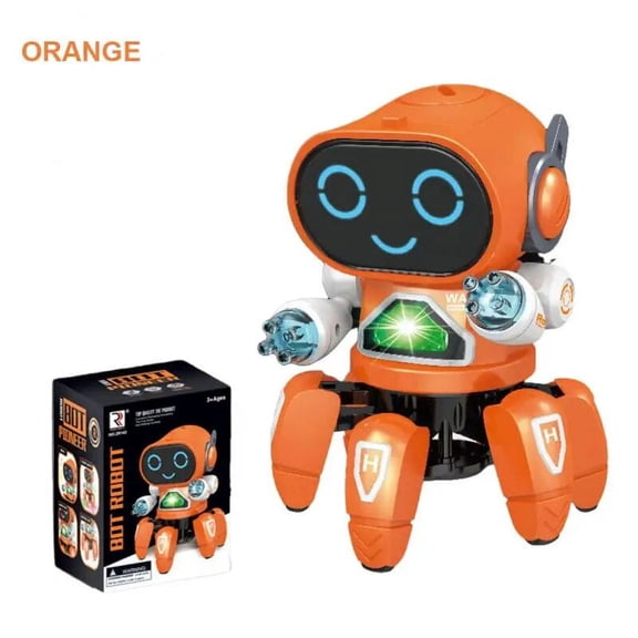 MINKUROW 6 Claws Robot Music Octopus Spider Dancing Robots Vehicle Birthday Gift Toys For Children Kids Early Education RC Robot Toys(Orange)
