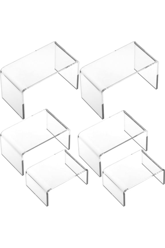 6 Clear Acrylic Jewelry Display Risers Showcase Fixtures