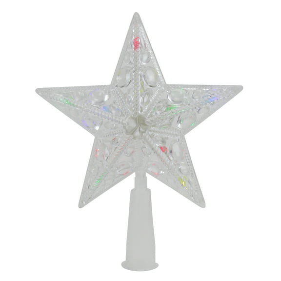 6" Clear Crystal Jeweled Star LED Christmas Tree Topper - Multi Lights