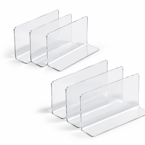 6 Clear Plastic L-Shaped Closet Shelf Dividers, 8.54 x 6.18 x 2.01 Inches
