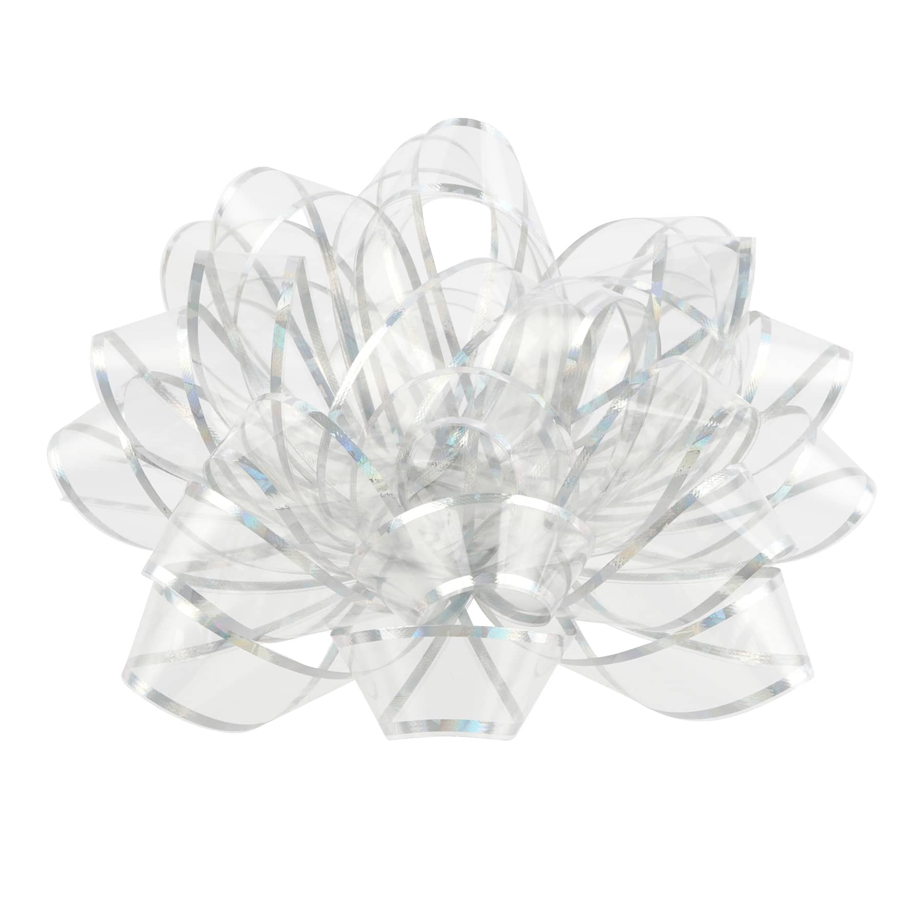 6" Clear & Silver Trim Gift Bow by Celebrate It – Plastic with Elegant Finish – Ideal for Gift Wrapping - Party Favors & Holiday Packaging - 12 Pack