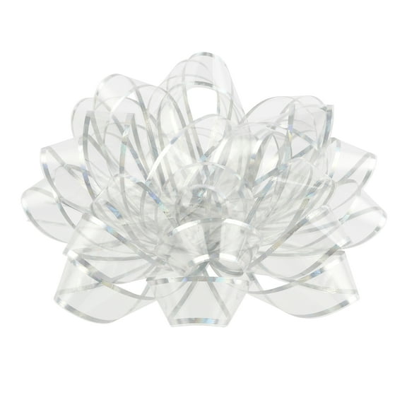 6" Clear & Silver Trim Gift Bow by Celebrate It Plastic with Elegant Finish Ideal for Gift Wrapping - Party Favors & Holiday Packaging - 12 Pack