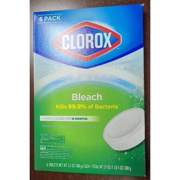 6 Clorox Automatic Bleach Toilet Bowl Cleaner Six 3.5 oz Tabs Put in Flush Tank