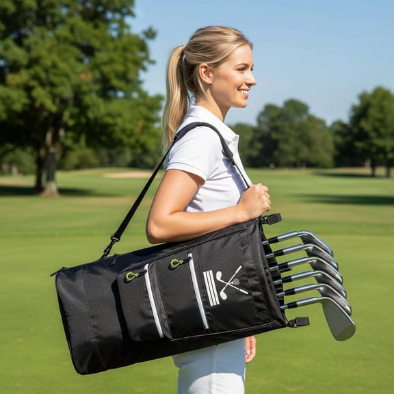 6-Club Stroller Baby Caddy Golf Bag for Parents | Securely Holds 6 Irons & Putter in Individual Slots | Organizer with Baby Stroller Golf Caddy | Travel Pouch | Supports Crossbody Carry