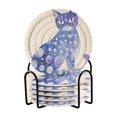 thumbnail image 1 of 6 Coil Coasters 3.94x3.94x0.24 Inch Water Coasters Drink Coasters with Cup Holders Absorbent Coasters Heat Resistant for Bar Protection Blue Beautiful Cat, 1 of 7