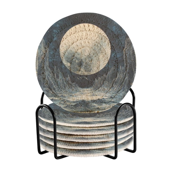 6 Coil Coasters 3.94x3.94x0.24 Inch Water Coasters Drink Coasters with Cup Holders Absorbent Coasters Heat Resistant for Bar Protection Pretty Cool Moon