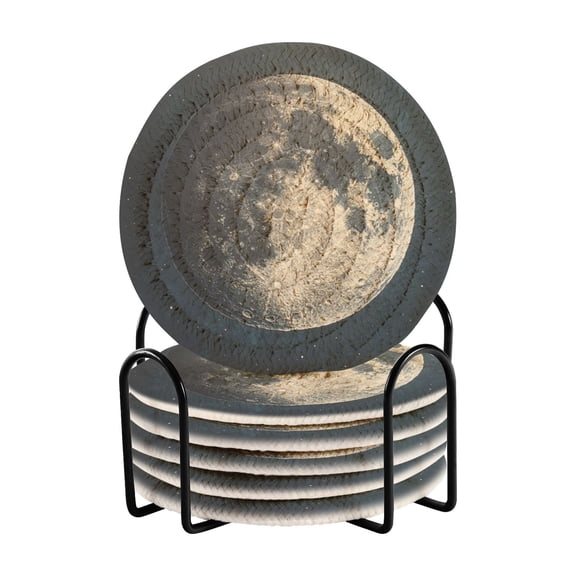 6 Coil Coasters 3.94x3.94x0.24 Inch Water Coasters Drink Coasters with Cup Holders Absorbent Coasters Heat Resistant for Bar Protection Pretty Grey Moon