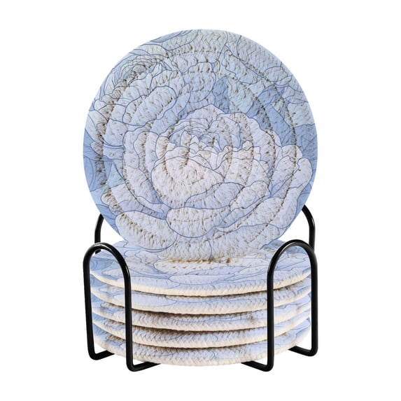 6 Coil Coasters 3.94x3.94x0.24 Inch Water Coasters Drink Coasters with Cup Holders Absorbent Coasters Heat Resistant for Bar Protection Super Beautiful Roses