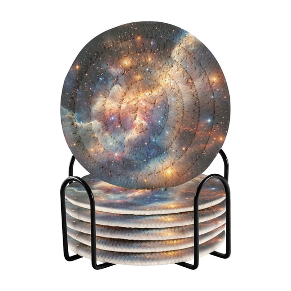 6 Coil Coasters 3.94x3.94x0.24 Inch Water Coasters Drink Coasters with Cup Holders Absorbent Coasters Heat Resistant for Bar Protection Super Cool Colored Stars